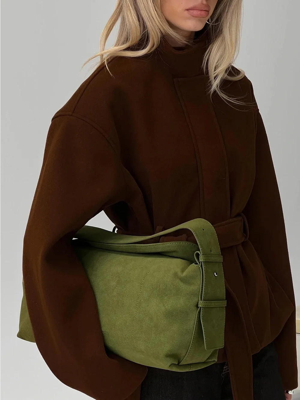 Princess Polly Olive Green Suede Shoulder Bag